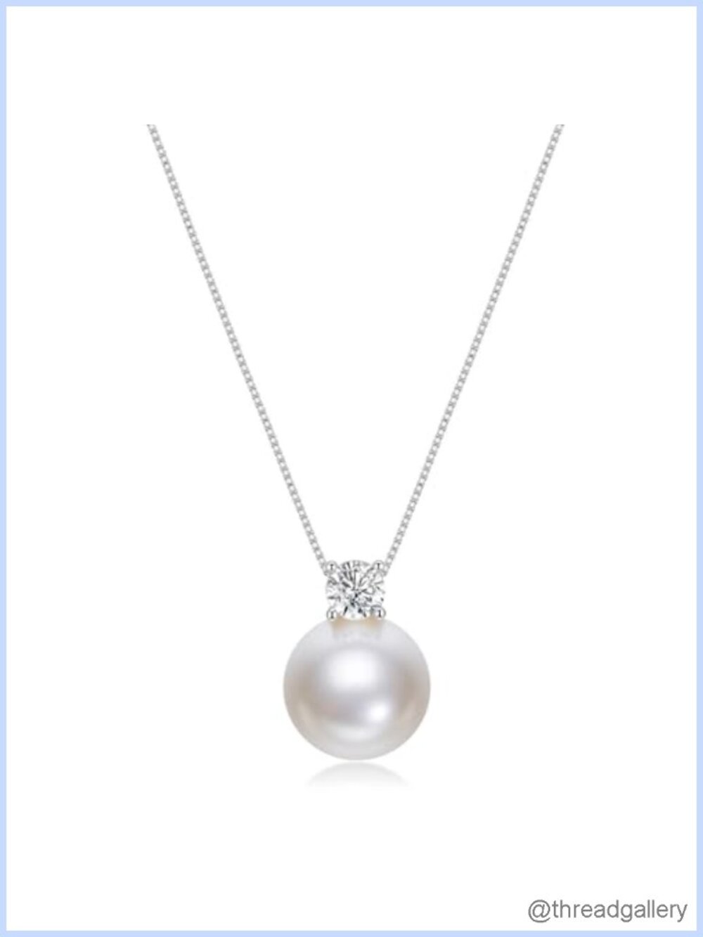 925 Sterling Silver Pearl Pendant Necklace CZ 18in Bridal